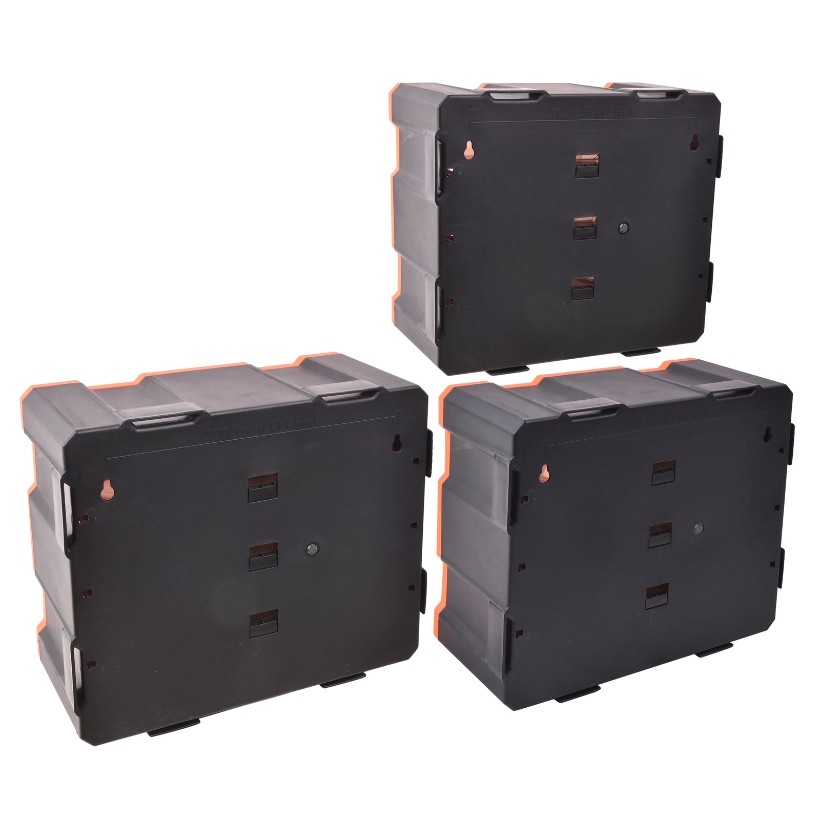 Tactix 9 Box Storage Modular Tower - Orange & Black Stackable Polypropylene Organiser