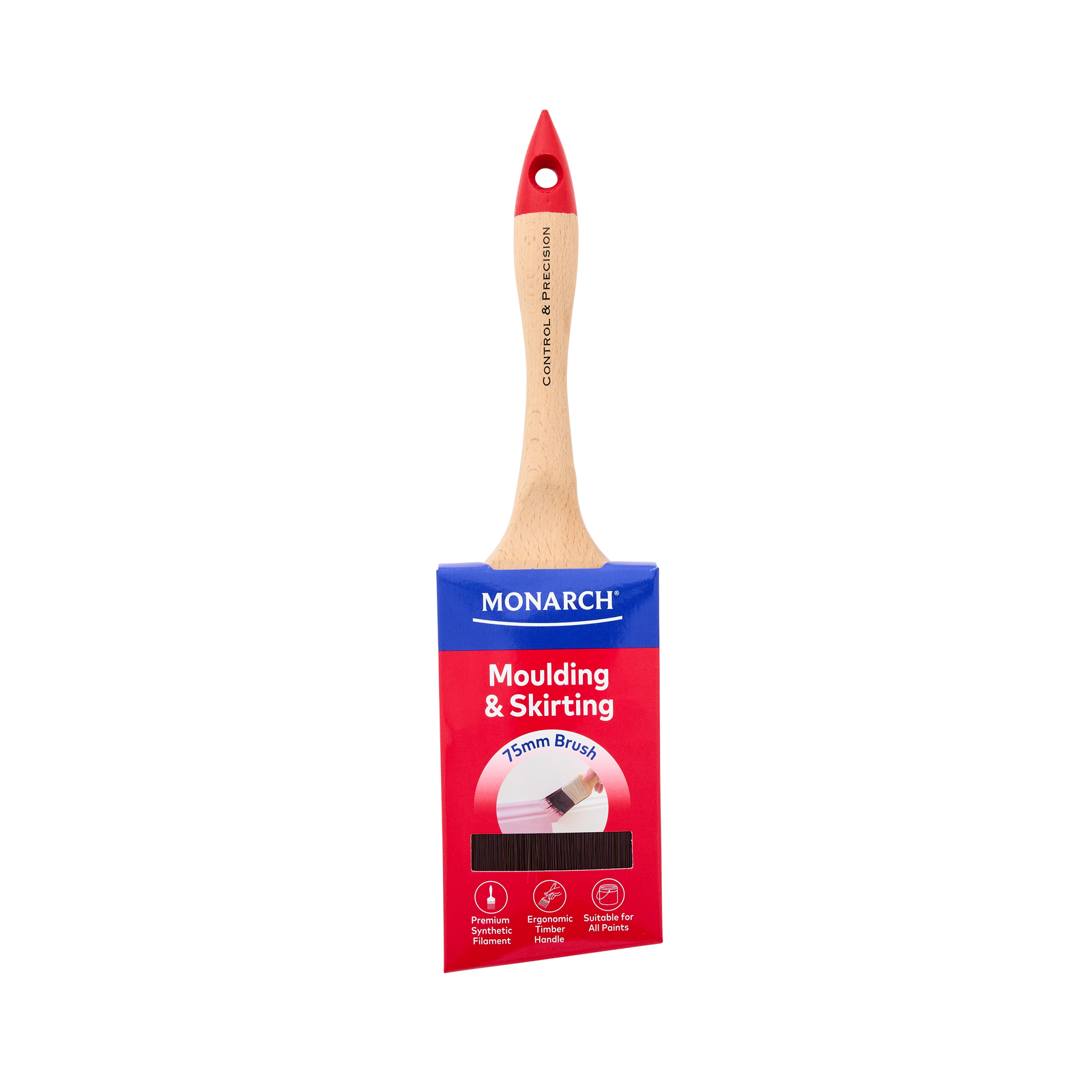 Monarch 75mm Moulding and Skirting Synthetic Paint Brush, Timber Handle