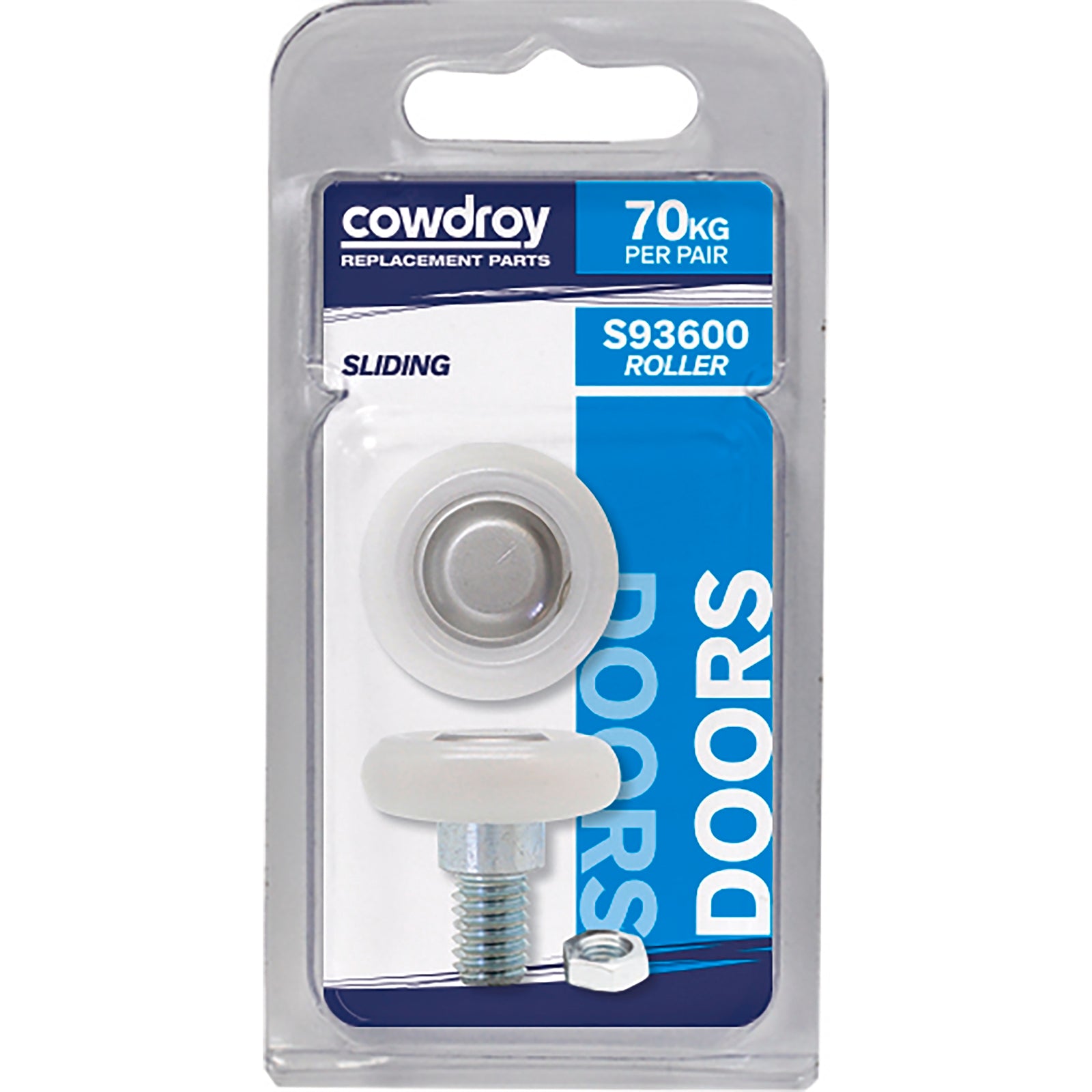Cowdroy 8mm White Nylon Sliding Door Track Axle Wheels - 2 Pack