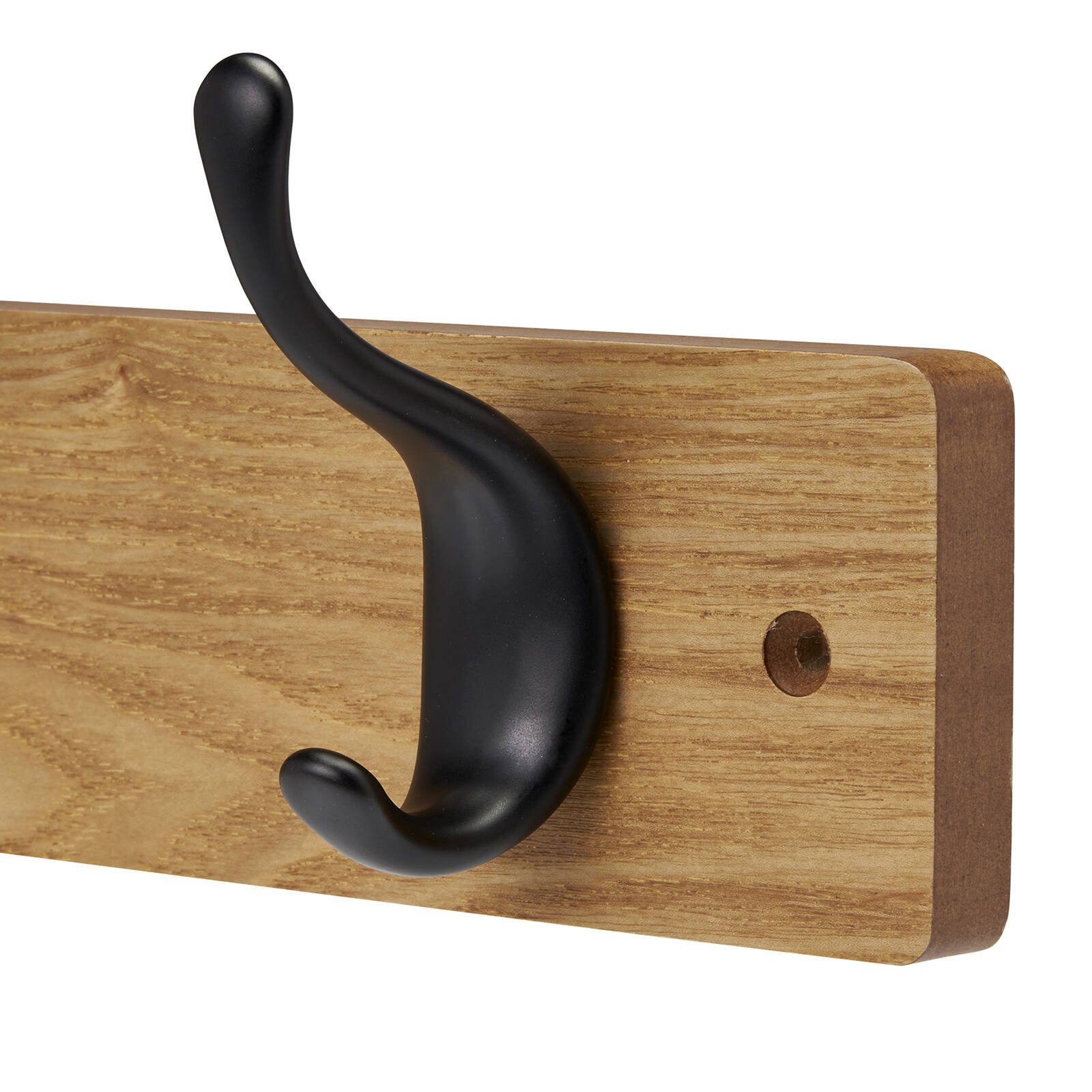 Adoored 6 Double Hook Pine Board Decorative Hook Rack, Timber/Black