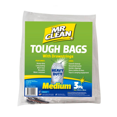Mr Clean Heavy Duty Garbage Bags - 94cm x 58cm - White Polypropylene - Drawstring - SuperSaverAU - view 1