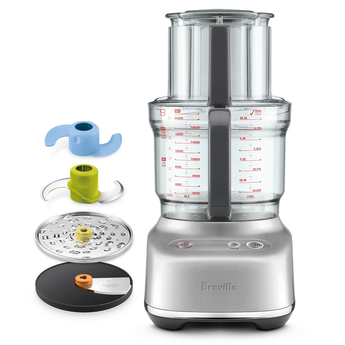 Breville the Kitchen Wizz 9 food processor - 605W, brushed stainless steel, 120mm feed chute - BFP610BSS