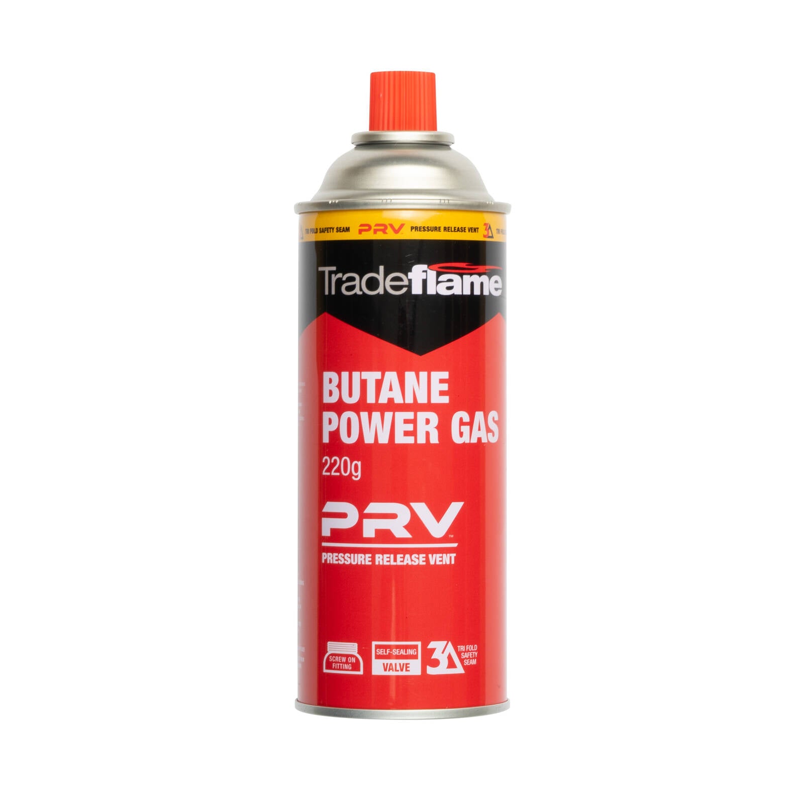 Tradeflame Butane Power Gas 220g Screw On Cartridge with PRV