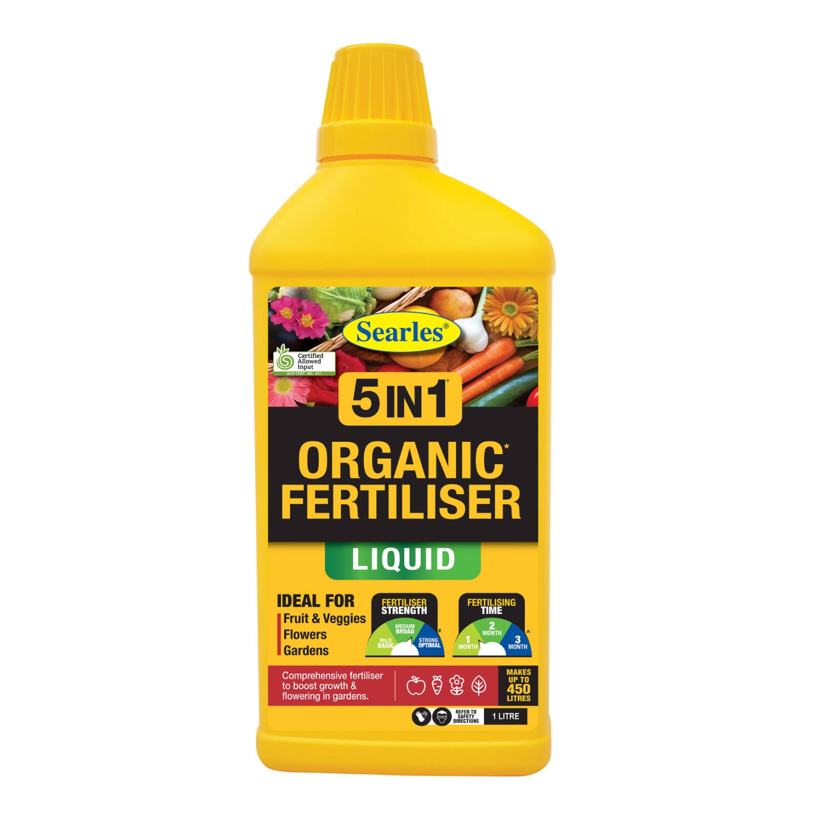 Searles 5 in 1 Organic Liquid Fertiliser Concentrate 1L - Safe for Vegetables and All Plants