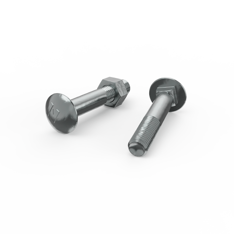 Zenith M10 x 65mm Zinc Plated Cup Head Bolt and Nut - Each