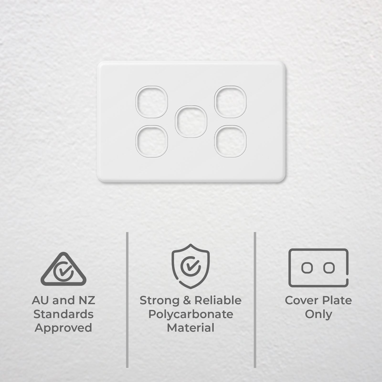 DETA X6 Five Gang Grid Plate White Polycarbonate Customisable