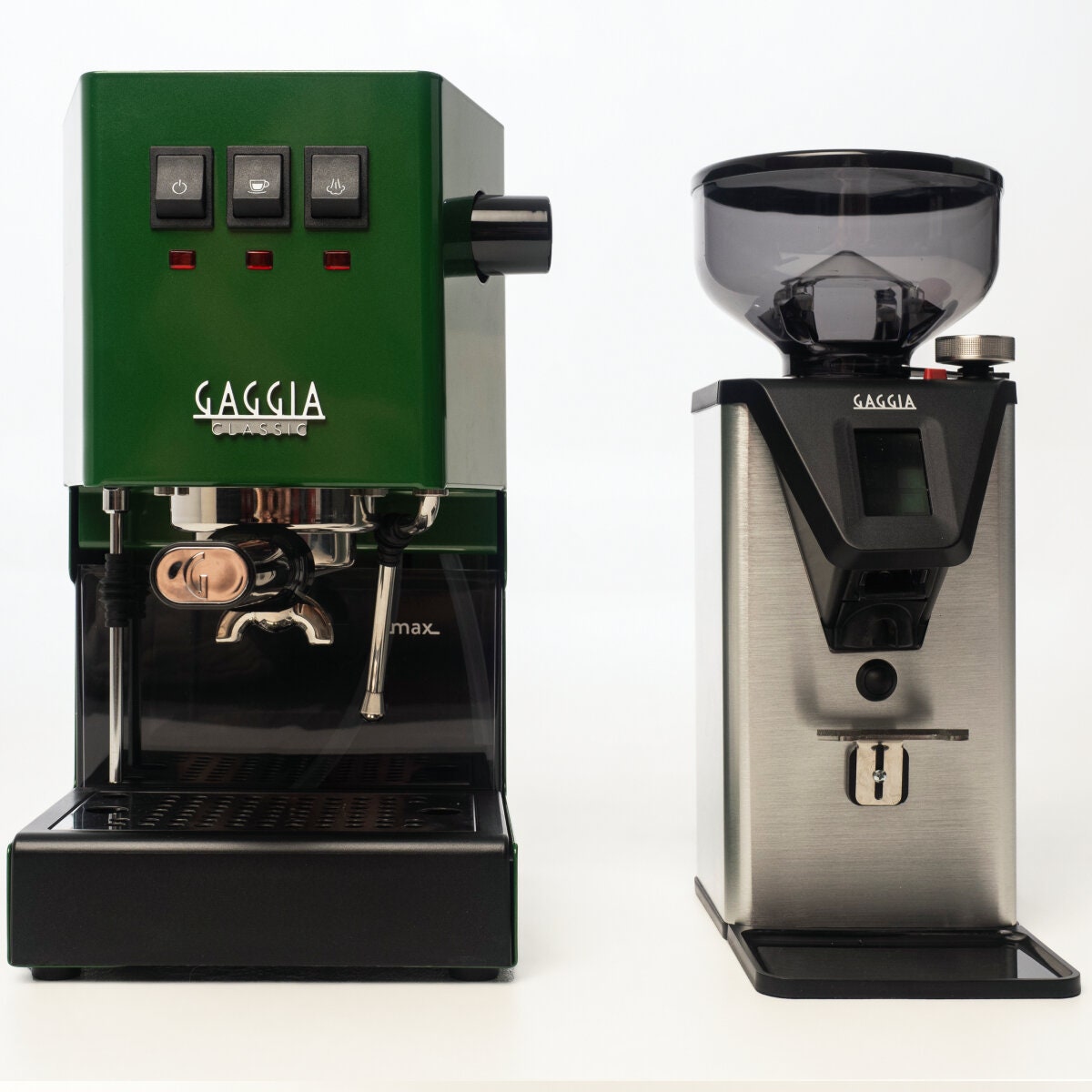 Gaggia Classic E24 Coffee Machine and MDF55 Grinder Bundle - Green - Doserless Grinding - DMGNCEVOGRNBUN