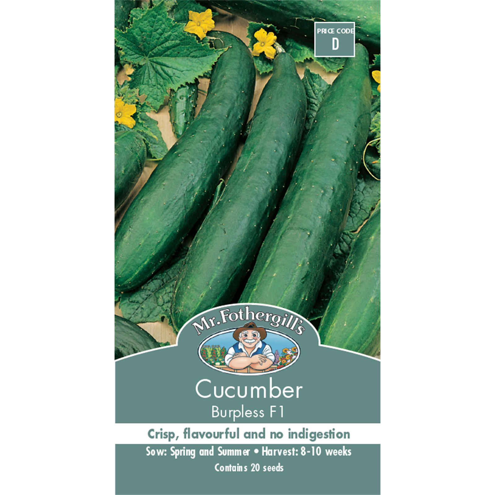 Mr Fothergill's Burpless Cucumber Vegetable Seeds, Easy-Digest Variety