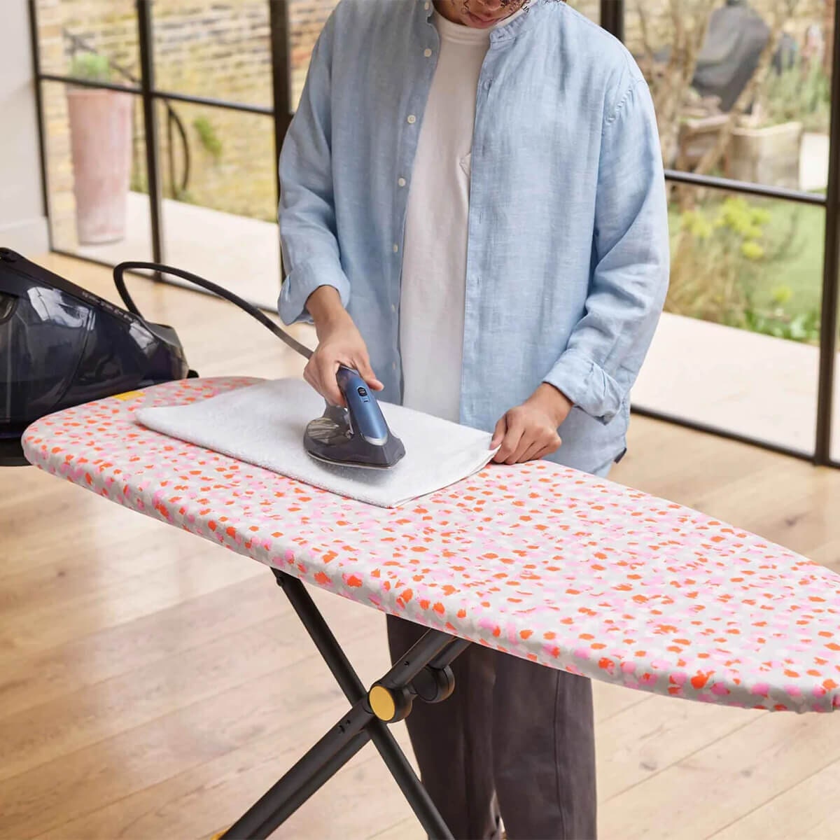 Joseph Joseph Glide Max ironing board - peach blossom pattern, retractable steam iron rest - 50029