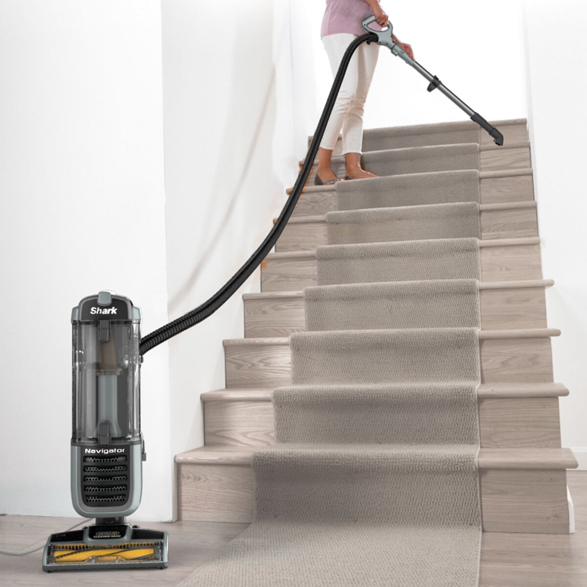 Shark Navigator Self-Cleaning Brushroll Pet Upright Vacuum - 1.6L Dust Cup, 3.6m Hose, Grey and Yellow - ZU62