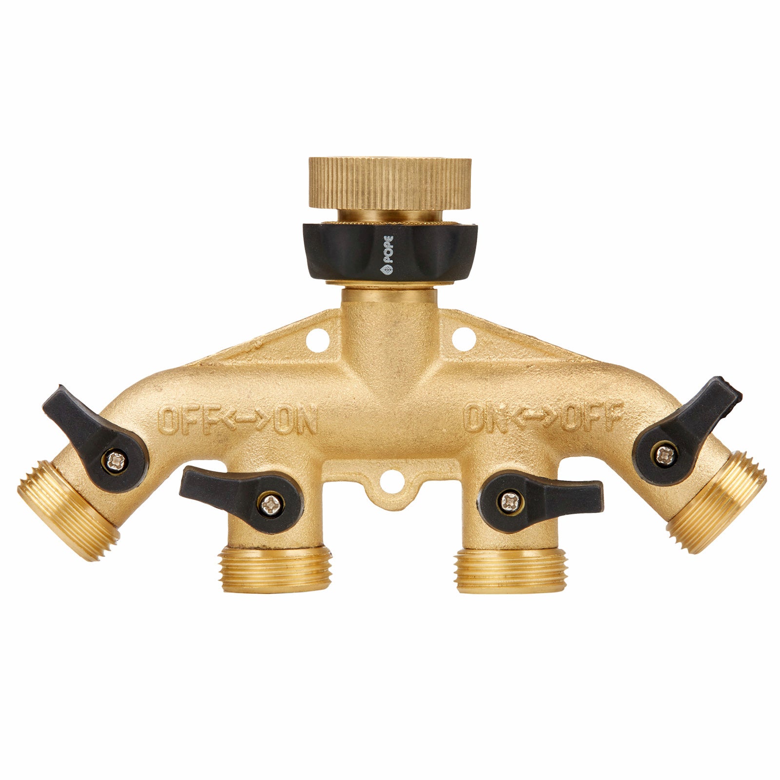 Pope 4 Way Brass Tap Adaptor Outlet for 3/4" and 1" Taps Outdoor