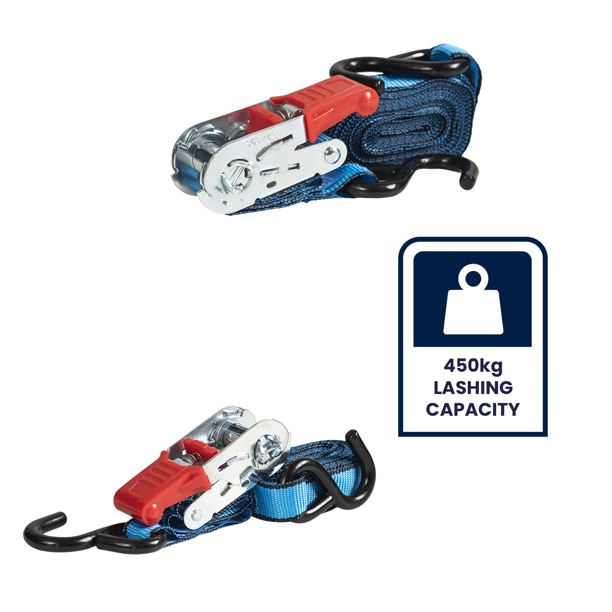 Grunt 25mm x 5m 450kg Ratchet Tie Down - 4 Pack