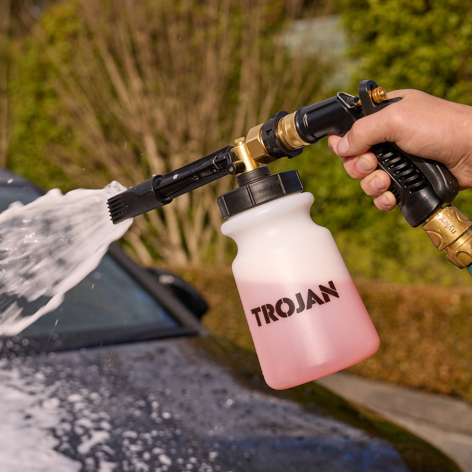 Trojan 3-in-1 Foam Cannon - Garden Hose Car Wash Foam Gun with Brass Fittings