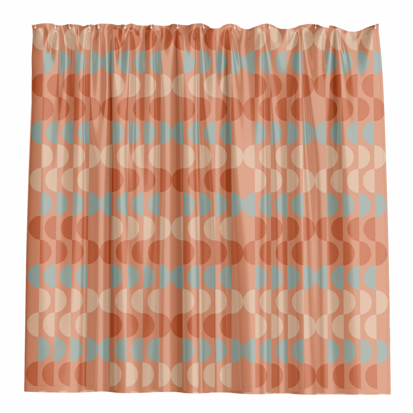 Barelli Retro Scallop Polyester Shower Curtain 180 x 180cm 12 Rings