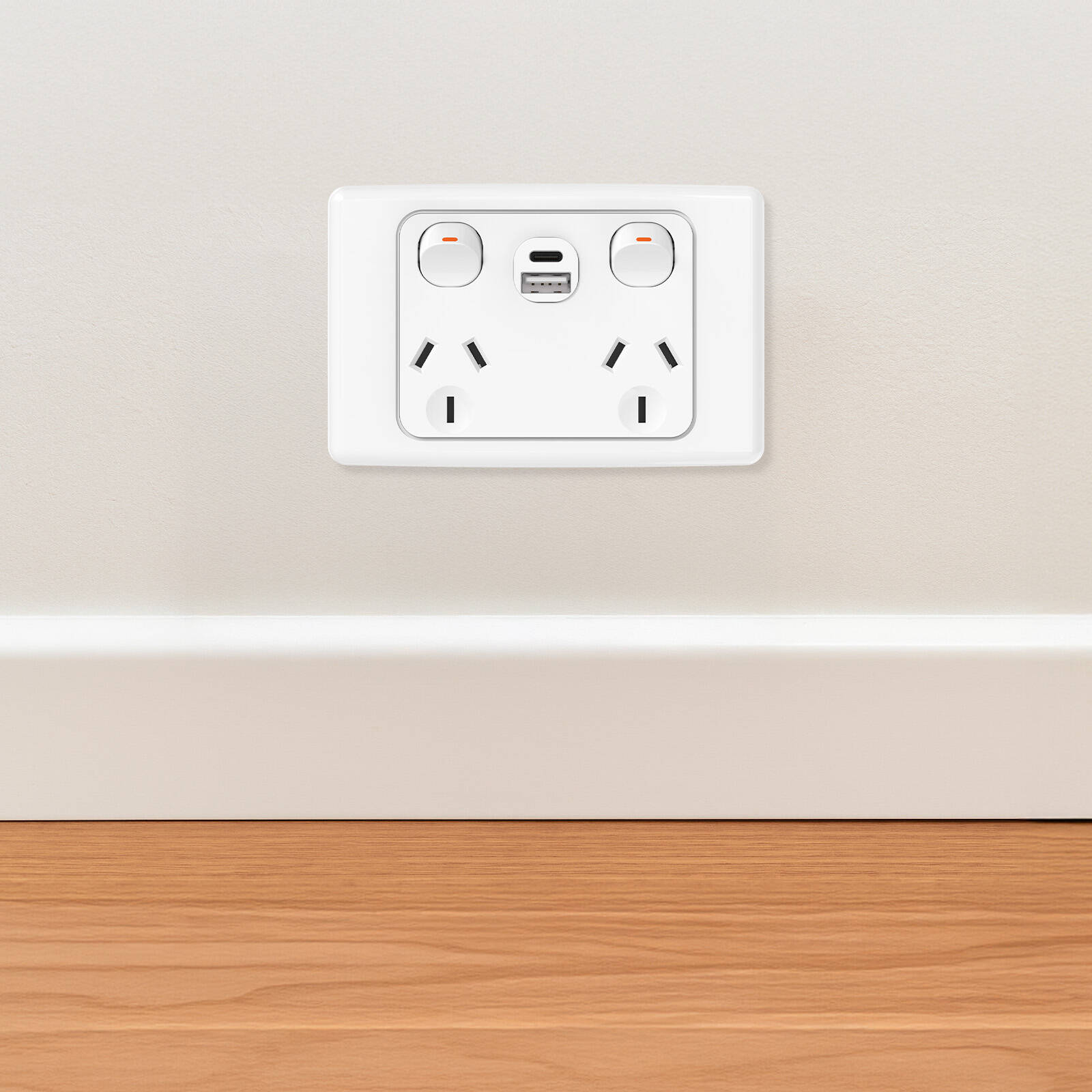 DETA Double Pole Double Power Point with USB-A & USB-C Indoor