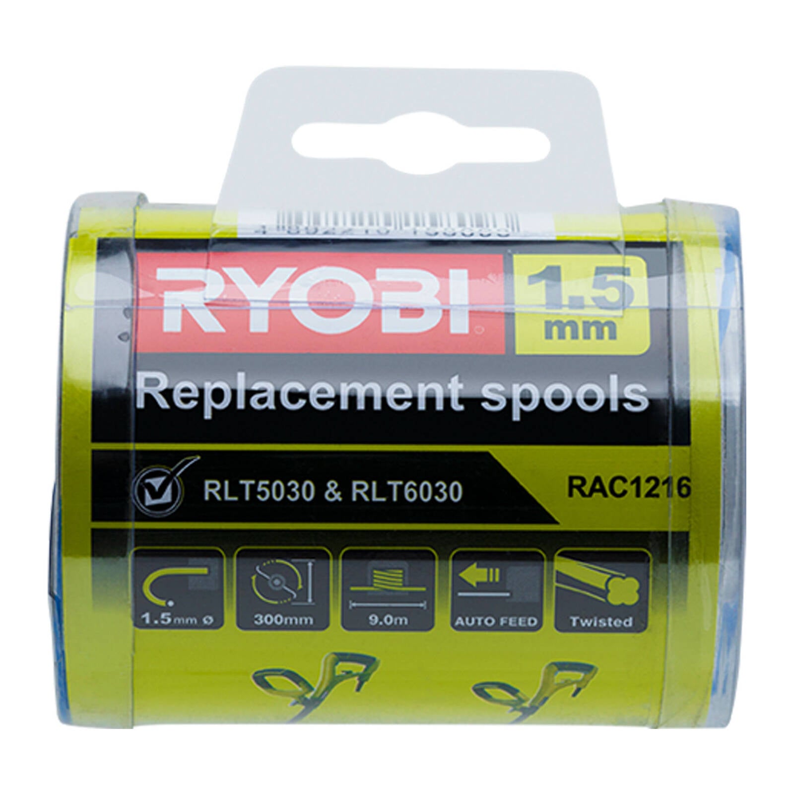 Ryobi 1.5mm Replacement Trimmer Spool, 3 Pack, Suits RLT5030 and RLT6030 RAC1216