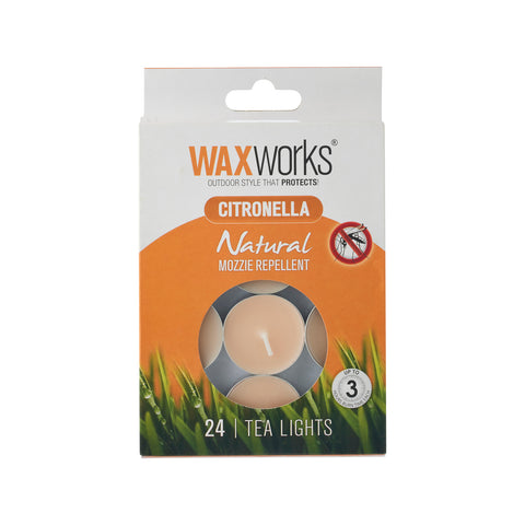 Waxworks Orange Citronella Tea Light Candles 24 Pack - Mosquito Outdoor