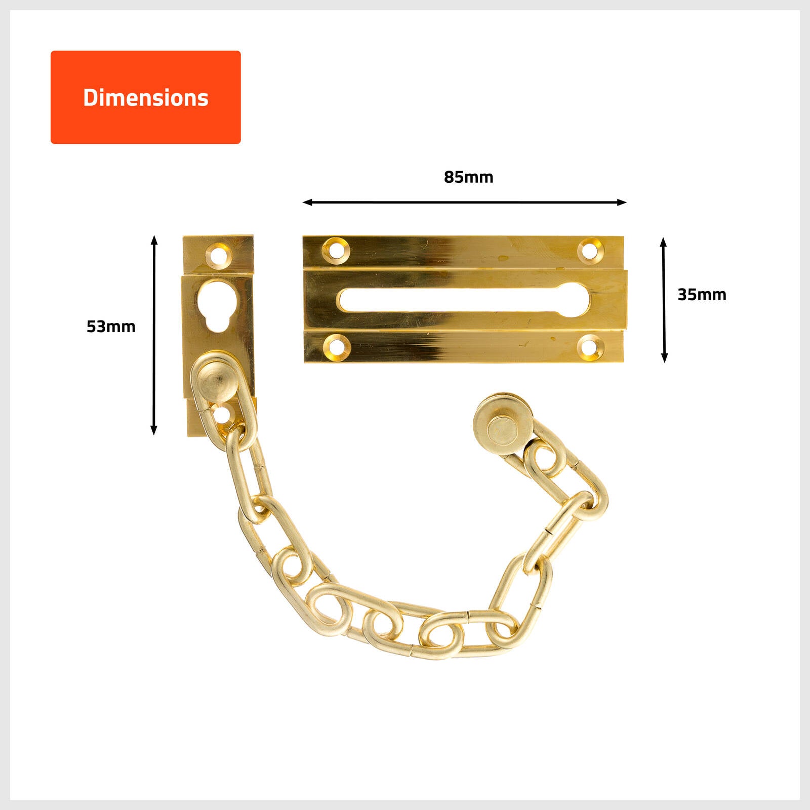 Taskmaster 32mm Polished Brass Solid Brass Security Door Chain