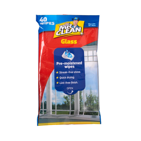 Mr Clean Glass Cleaning Wet Wipes 40 Pack Non Woven