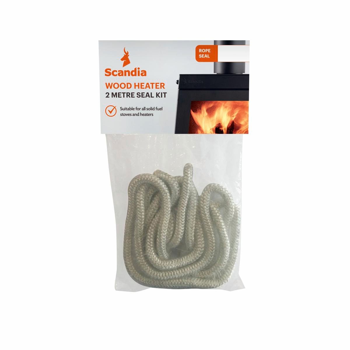 Scandia 20mm Fibreglass Rope Seal 2m Black for Wood Heater Stove Doors
