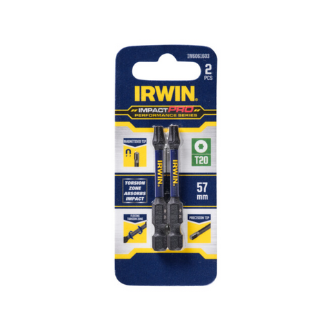 Irwin Impact Pro Performance 57mm T20 Screwdriver Bit 2 Pack