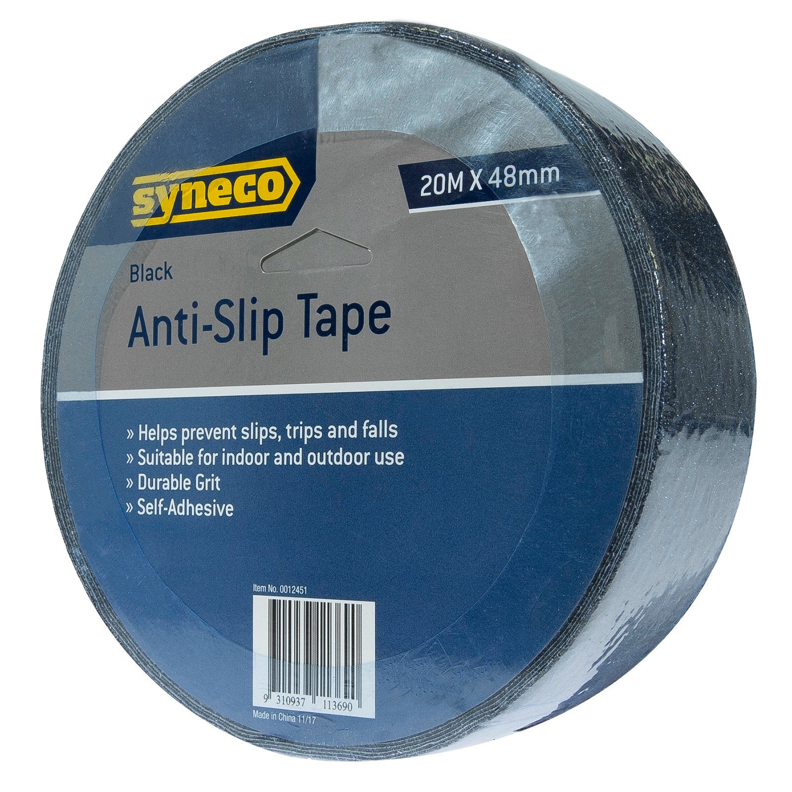 Syneco 20m x 48mm Black Anti-Slip Grit Tape Water Resistant Self-Adhesive