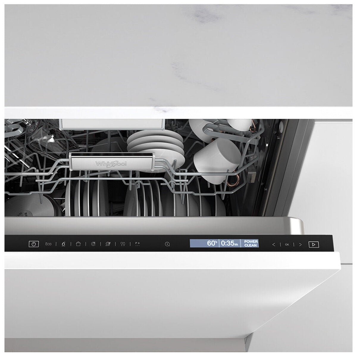 Whirlpool PowerClean Fully Integrated Dishwasher - 15 Place Settings, 6th Sense, Turbo Wash - WIO3033PELAUS