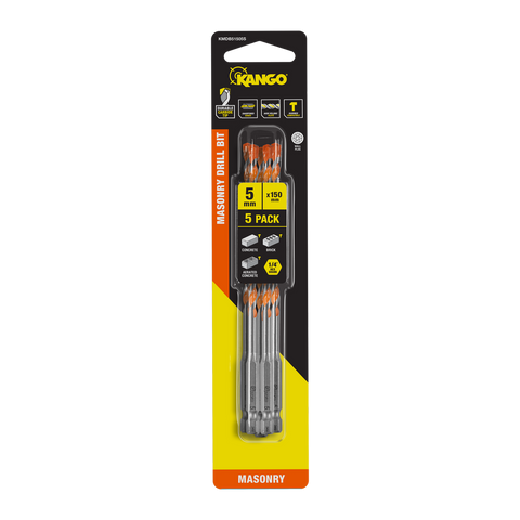 Kango Masonry Drill Bit 5 Pack - 5 x 150mm - Durable Carbide Tip - SuperSaverAU - view 1