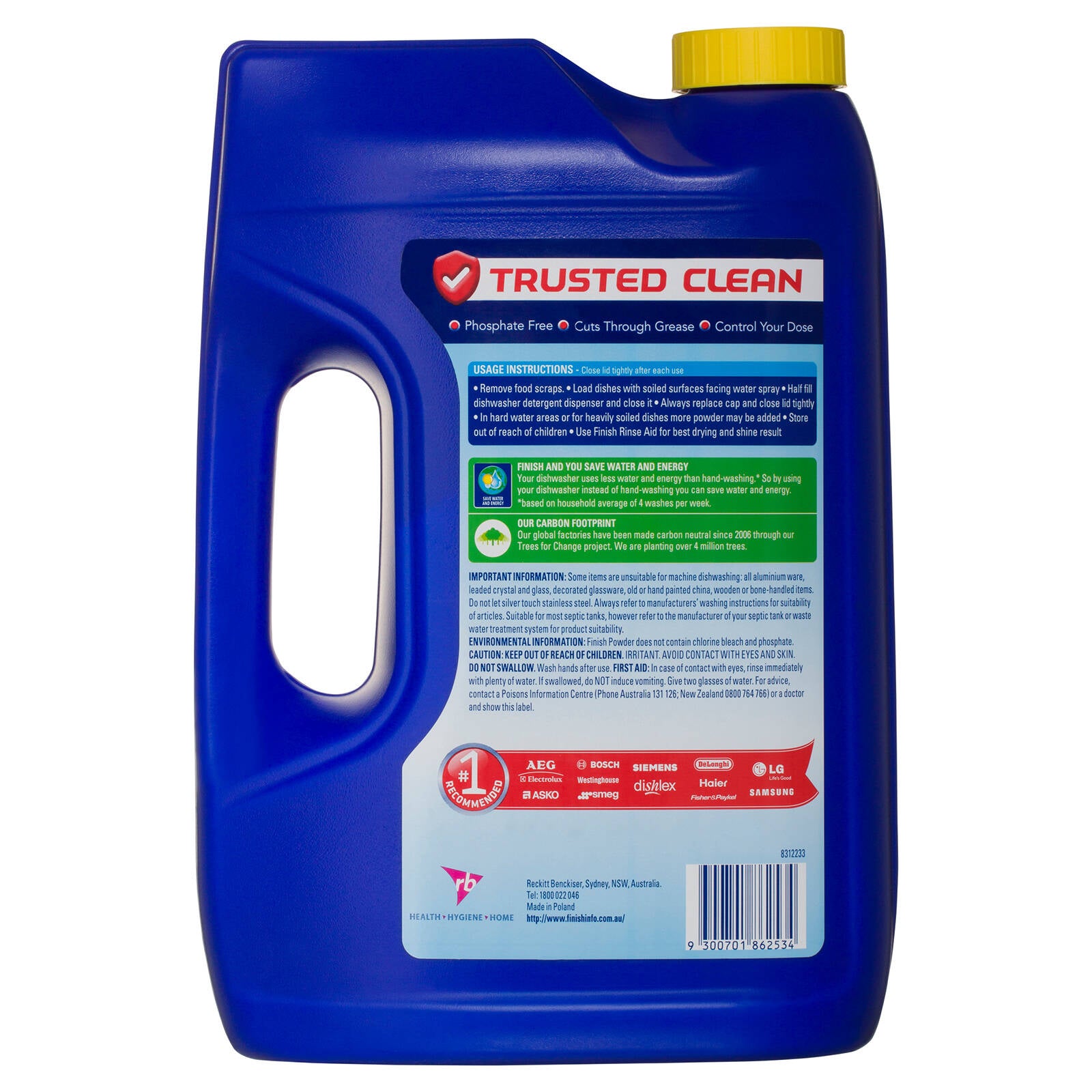 Finish Classic 2kg Lemon Sparkle Concentrated Dishwashing Powder