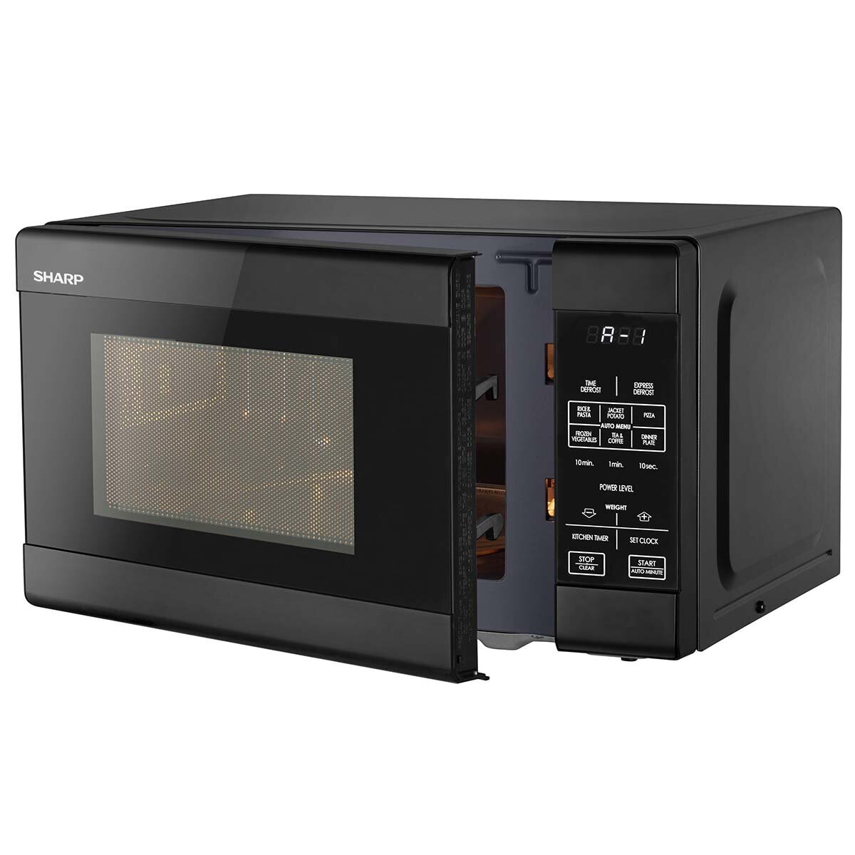 Sharp 20L Compact Microwave Oven - 750W, Black Finish, 6 Auto Menus - R211DB