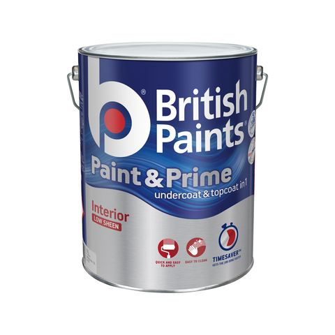 British Paints Paint & Prime Interior Low Sheen White 10L - Tintable Self-Priming Wall Paint