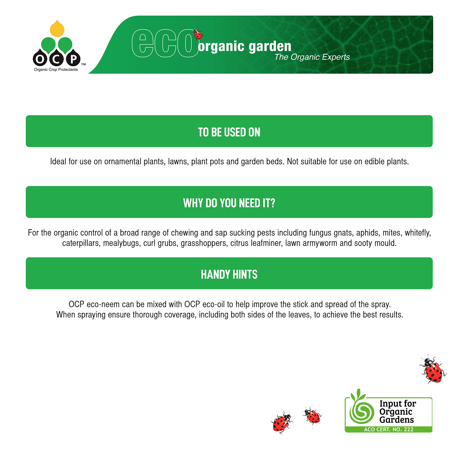 OCP 250ml Eco-Neem Concentrate Botanical Insecticide Pet and Livestock Friendly