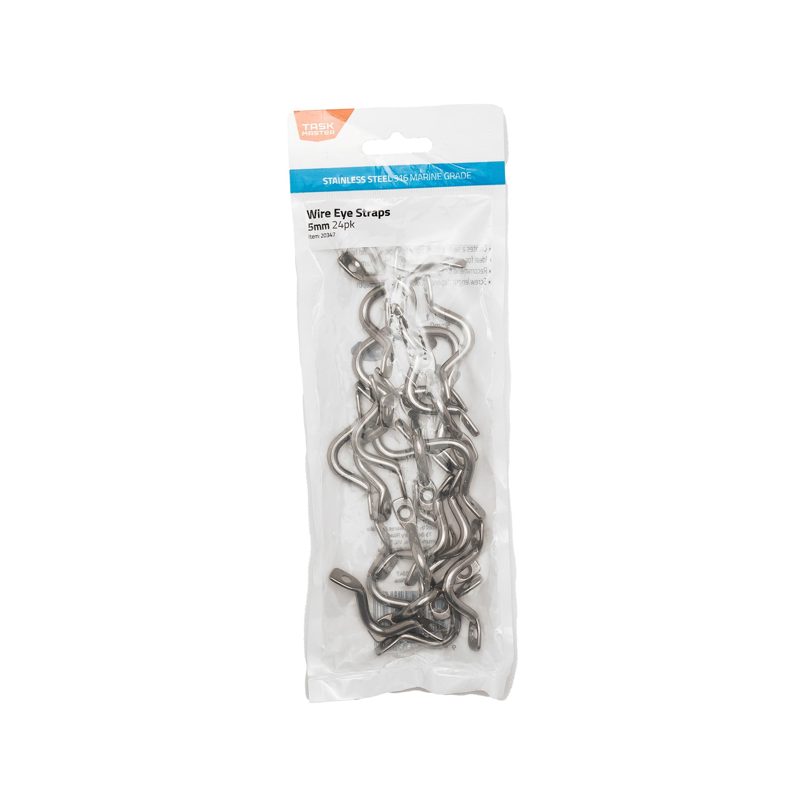Taskmaster 316 Stainless Steel Wire Eye Strap 5mm Marine Grade 24 Pack