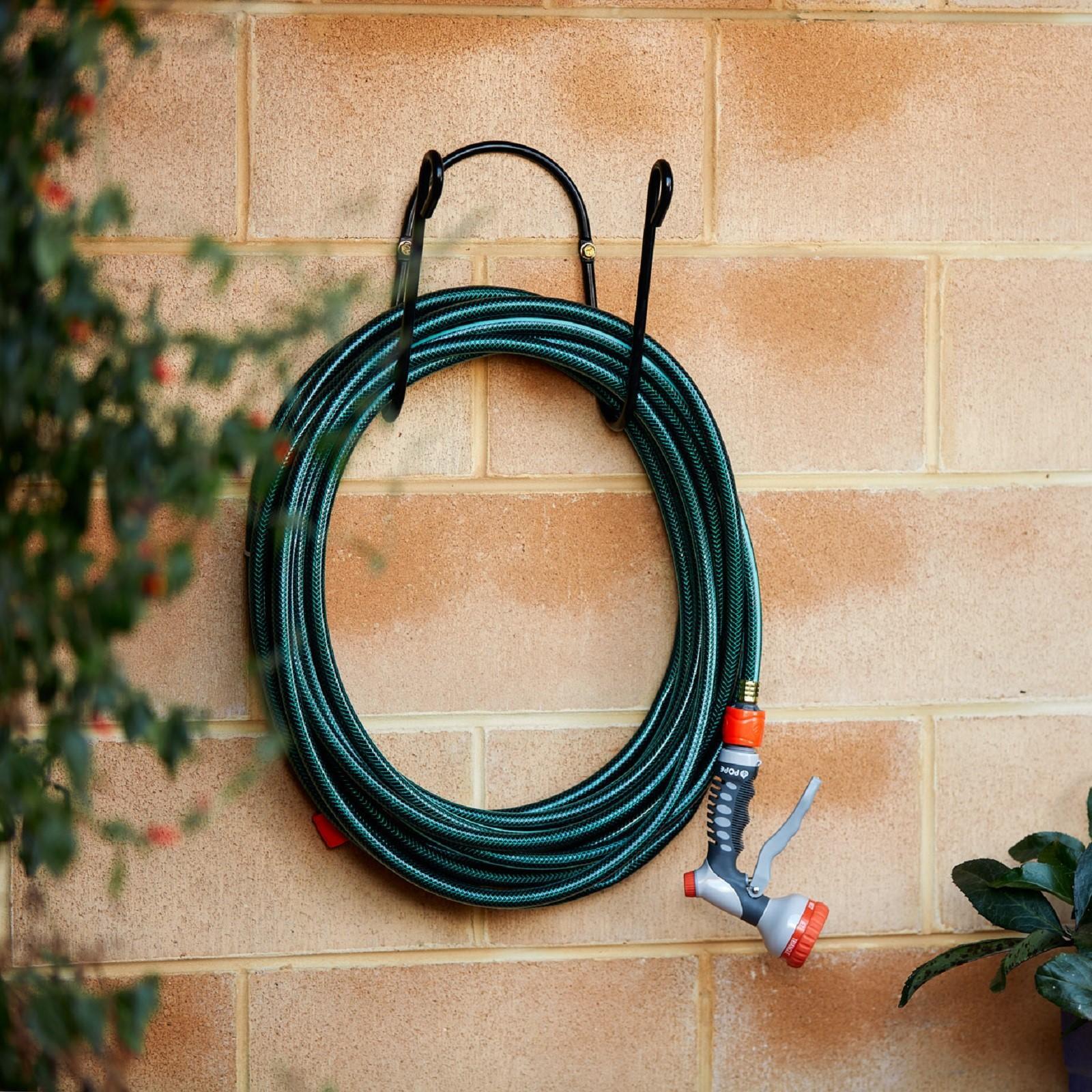 Rapid Products Black Powder Coated Steel Giardino Hose Hook Wall Mount