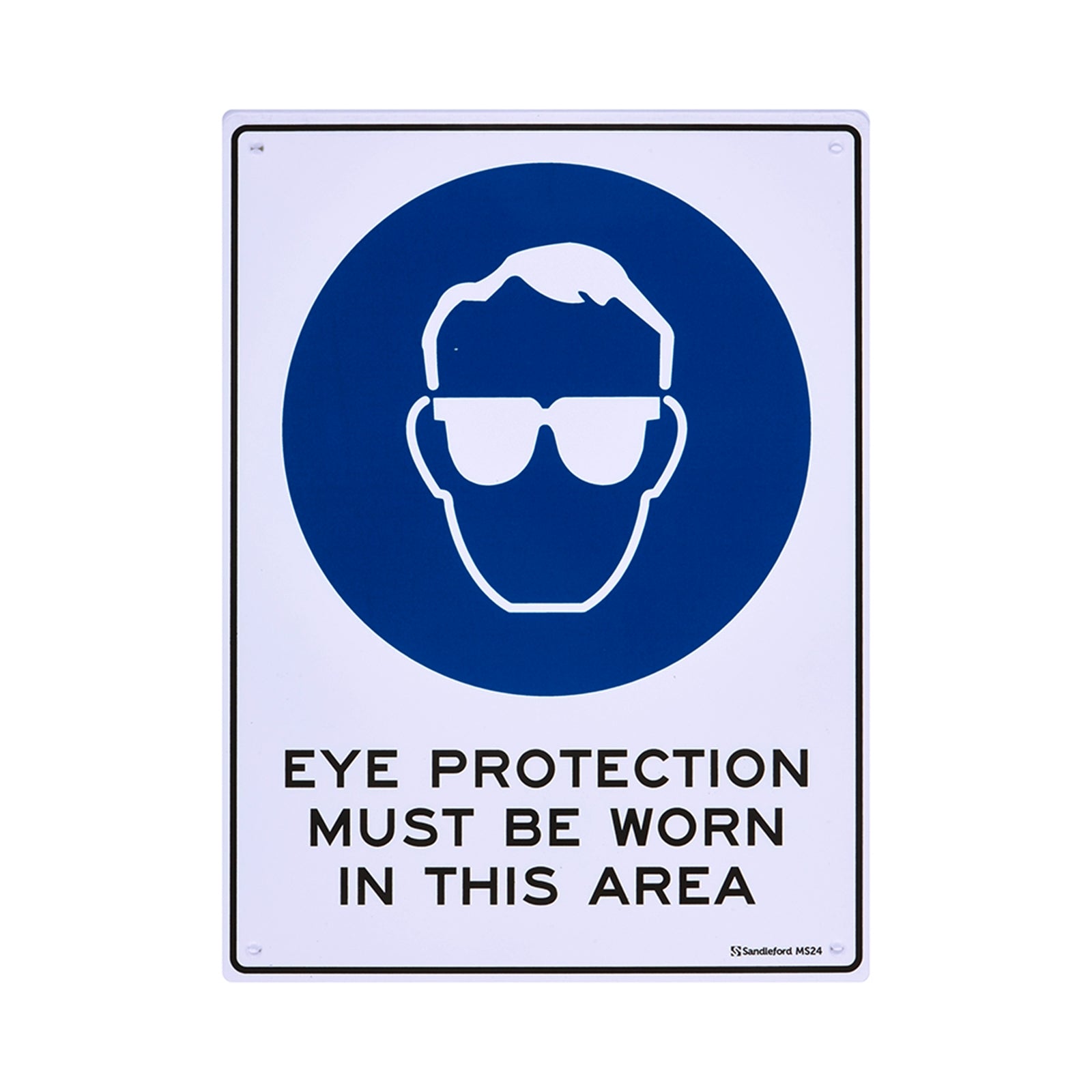 Sandleford Eye Protection Must Be Worn Sign 300 x 225mm Polypropylene White/Black/Blue