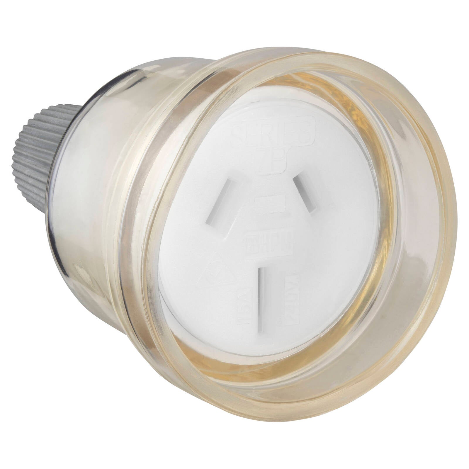 HPM 15A Clear Extension Cord Socket, PVC, 240V, Rear Cover, 10mm Cable Entry