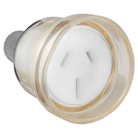 HPM 15A Clear Extension Cord Socket, PVC, 240V, Rear Cover, 10mm Cable Entry