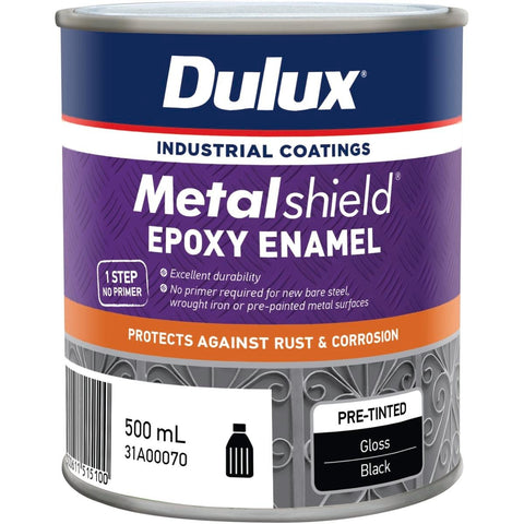 Dulux Metalshield Epoxy Enamel Gloss Paint 500ml Black Durable Finish - SuperSaverAU - view 1