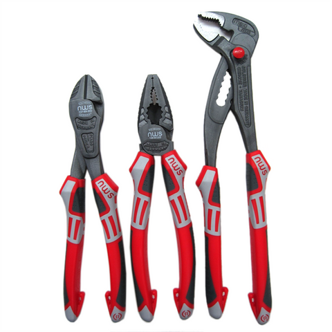 NWS 3 Piece Pro All Round Plier Set - Drop-Forged Steel, Soft Grip, with Cutter