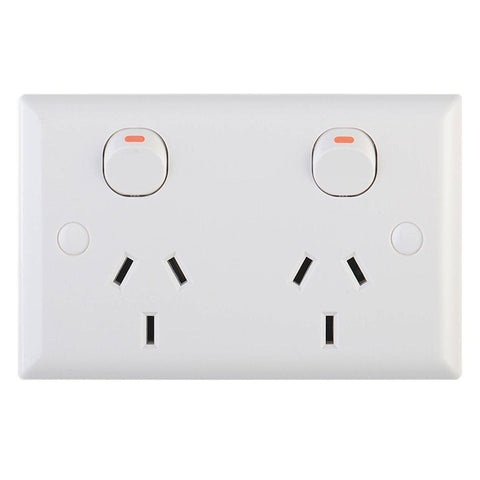 Deta Solid Plate Double Power Point - 116mm x 72mm - Polycarbonate - 10 Pack - SuperSaverAU - view 1