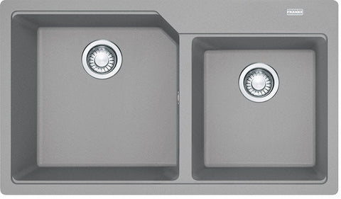 Franke Fragranite Double Bowl Topmount Sink - Stone Grey, 42L and 27L Bowls, No Drainer - UBG620-86SG