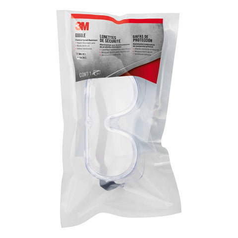 3M Chemical Splash Resistant Safety Goggles Clear Plastic