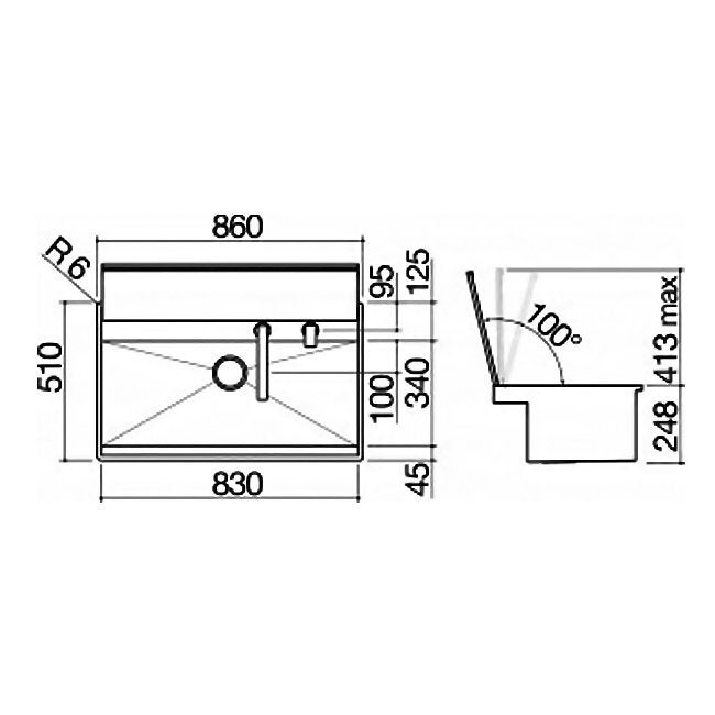 Barazza Lab single large bowl sink with cover - 304 stainless steel, 49L bowl - 1LLB90