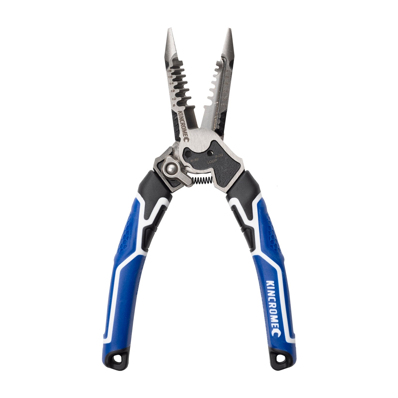 Kincrome 200mm Chrome Vanadium Steel 6 in 1 Pliers and Wire Stripper Blue