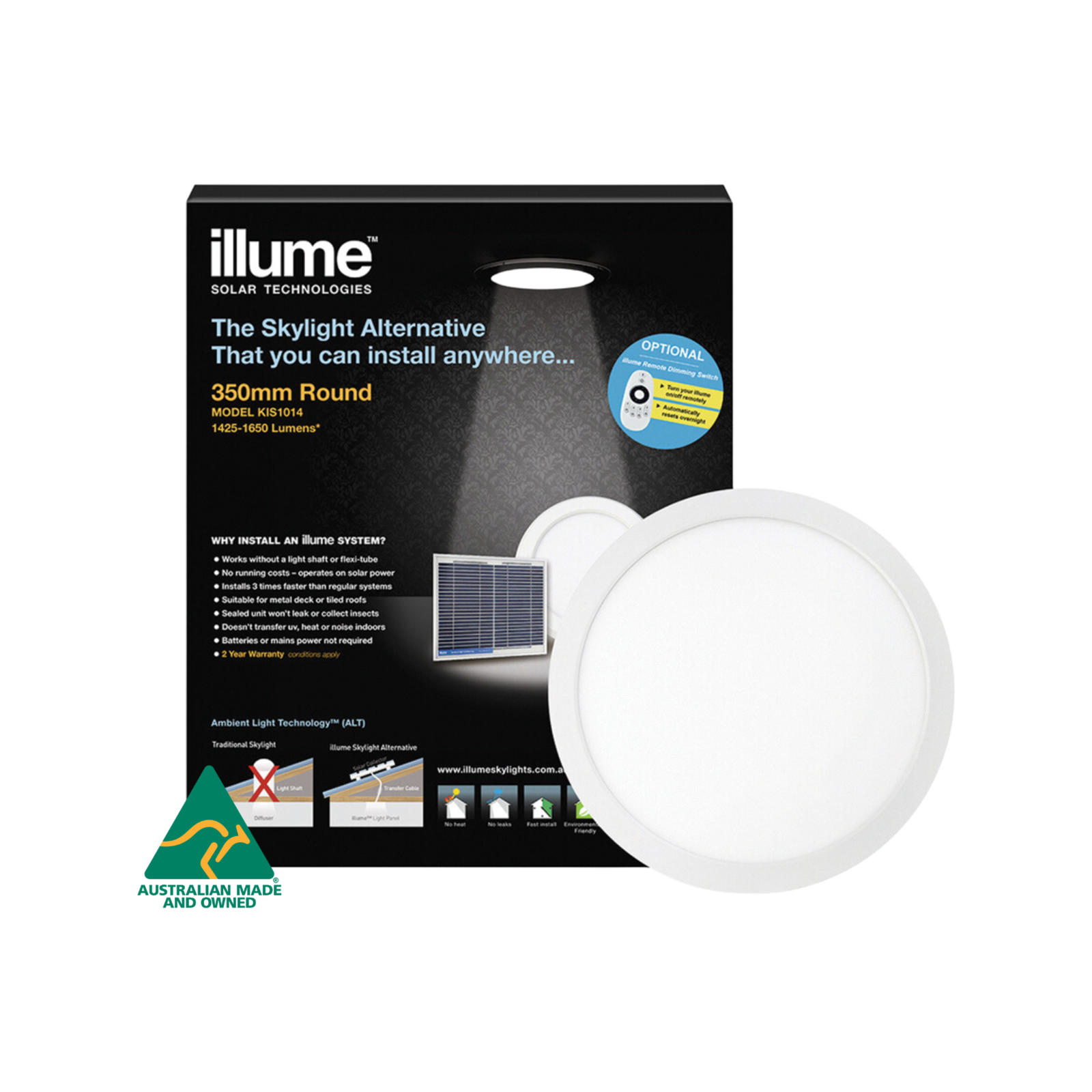 Illume 350mm Round Flush Mount Skylight Alternative Aluminium Alloy KIS1014