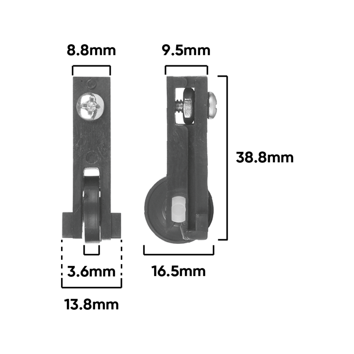 Rolltrak Adjustable Nylon Carriage and Acetal Roller - Sliding Window, 2 Pack