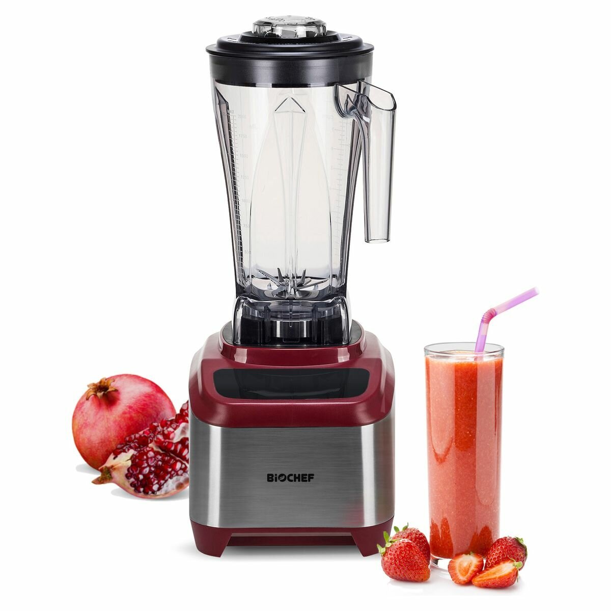 BioChef Atlas power blender 2L - red, brushless motor, touch control - KT-BL-BC-AT-AU-RD