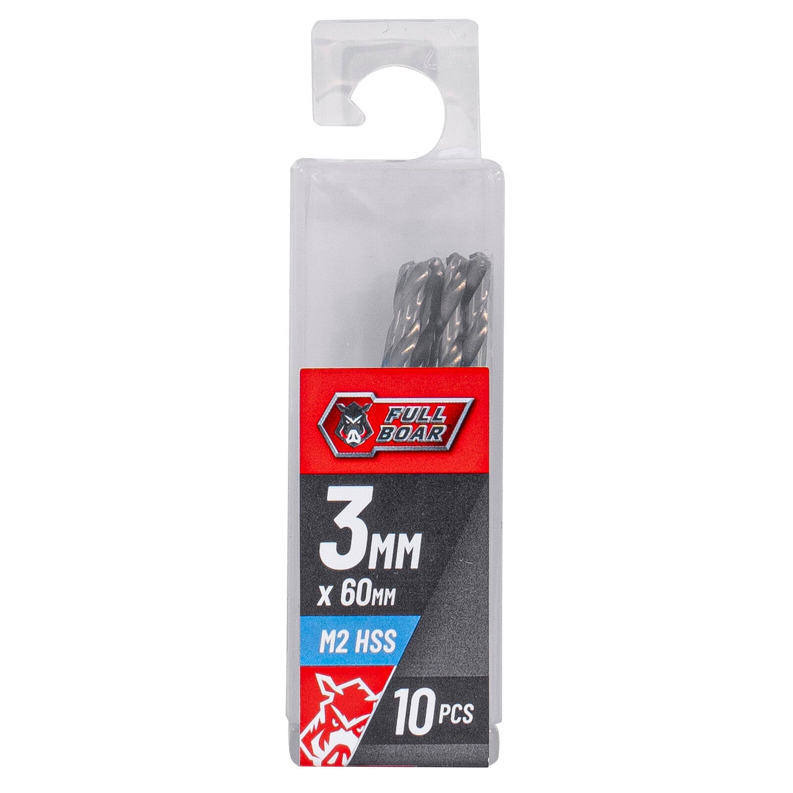 Full Boar 3mm M2 HSS Drill Bit - 10 Pack, for Metal, Wood & Plastic