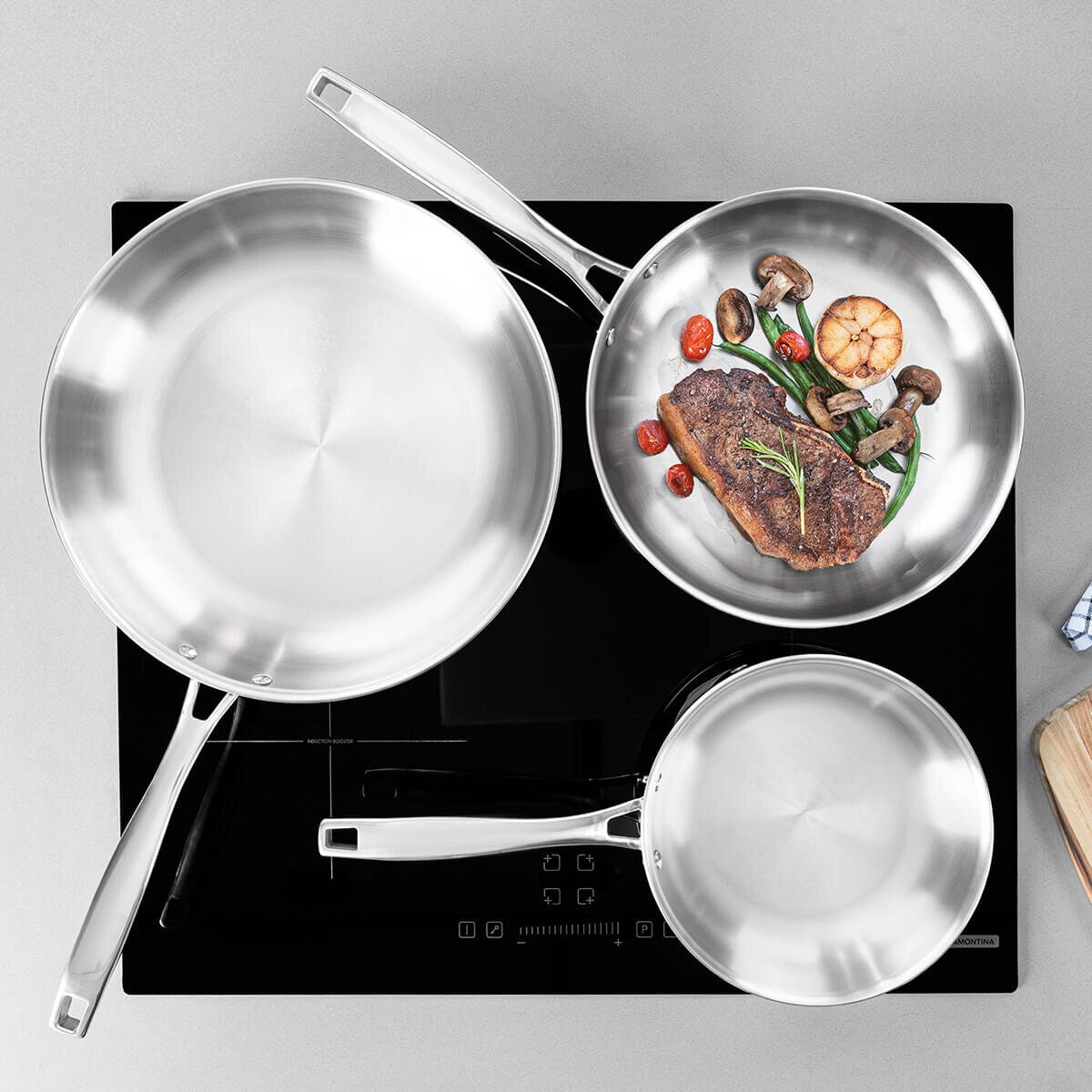 Tramontina Grano 20cm Stainless Steel Frying Pan - Tri-Ply Clad - Induction Compatible - 62155200