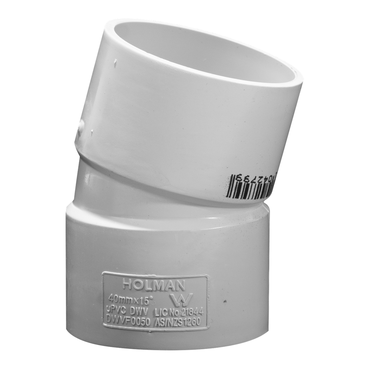 Holman 40mm 15° Female to Female PVC DWV Plain Bend, Grey Underground